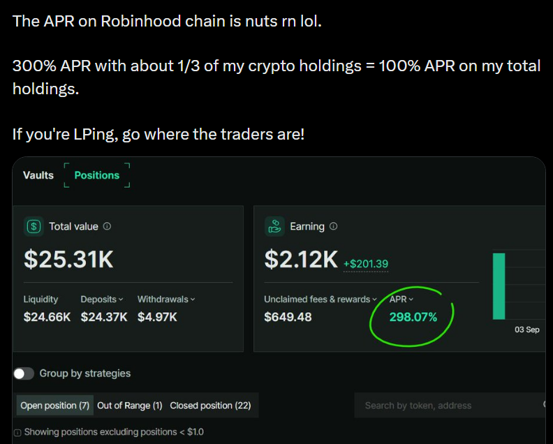 Robinhood LP positions dashboard screenshot